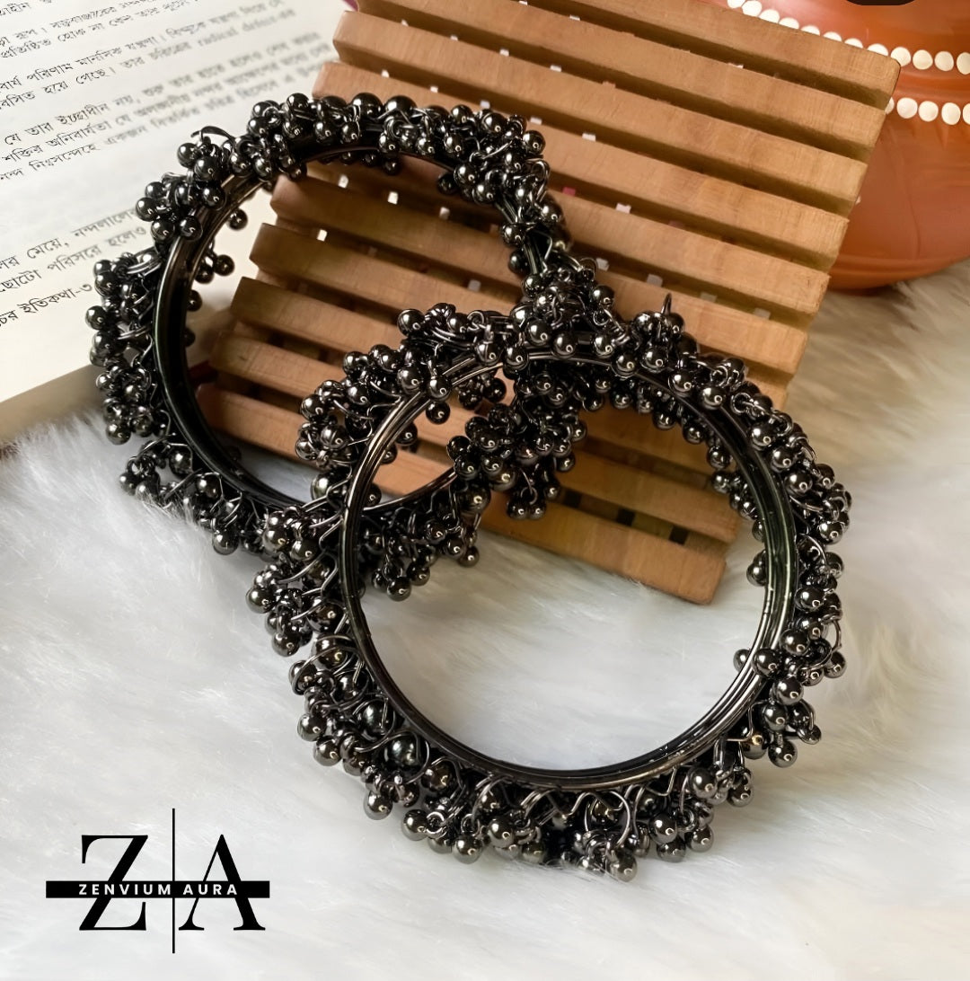 Black Oxidized Beaded Bangle