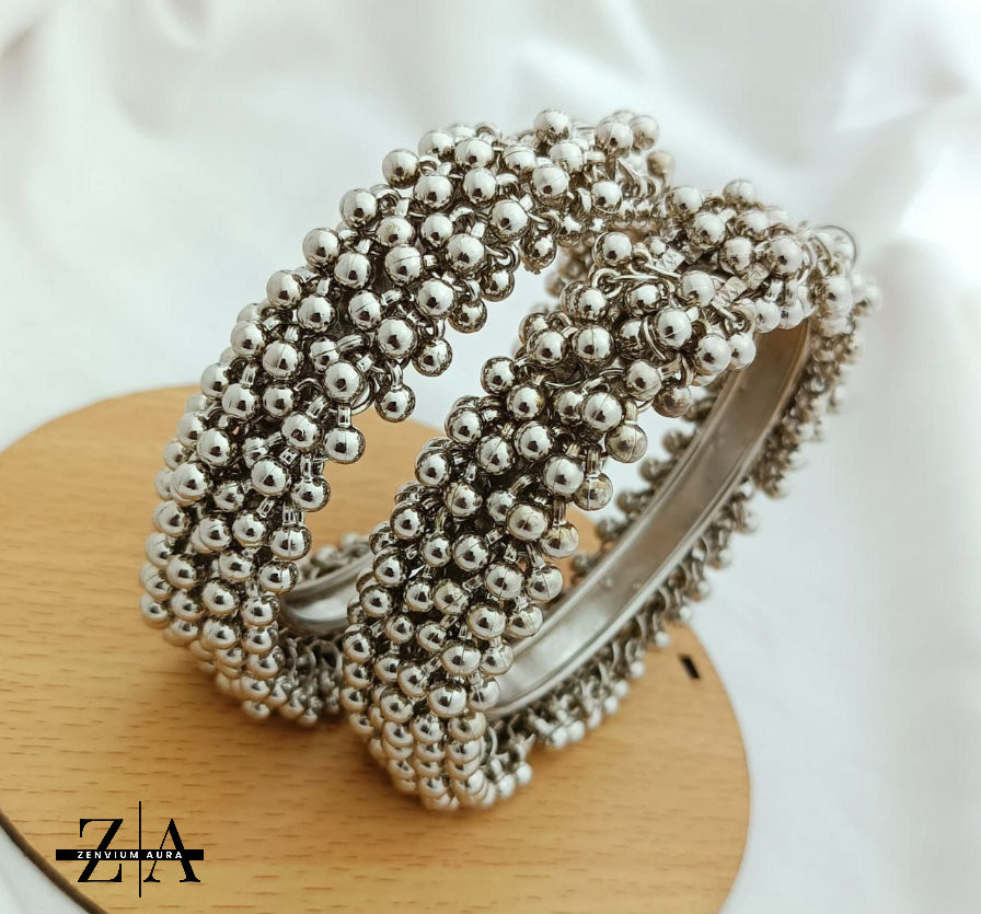 Black Oxidized Beaded Bangle